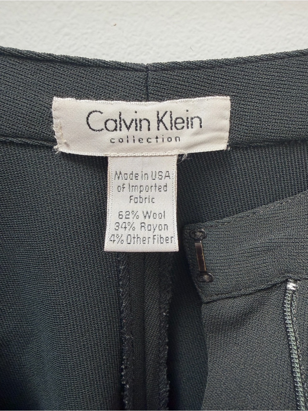 Calvin Klein Collection Vintage 90s Green Pleated Wool Blend Trouser Size 6 - Picture 5 of 8
